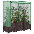 Plantenbak verhoogd 120x40x38 cm poly rattanlook bruin