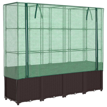 Plantenbak verhoogd met kashoes 160x40x153 cm rattanlook
