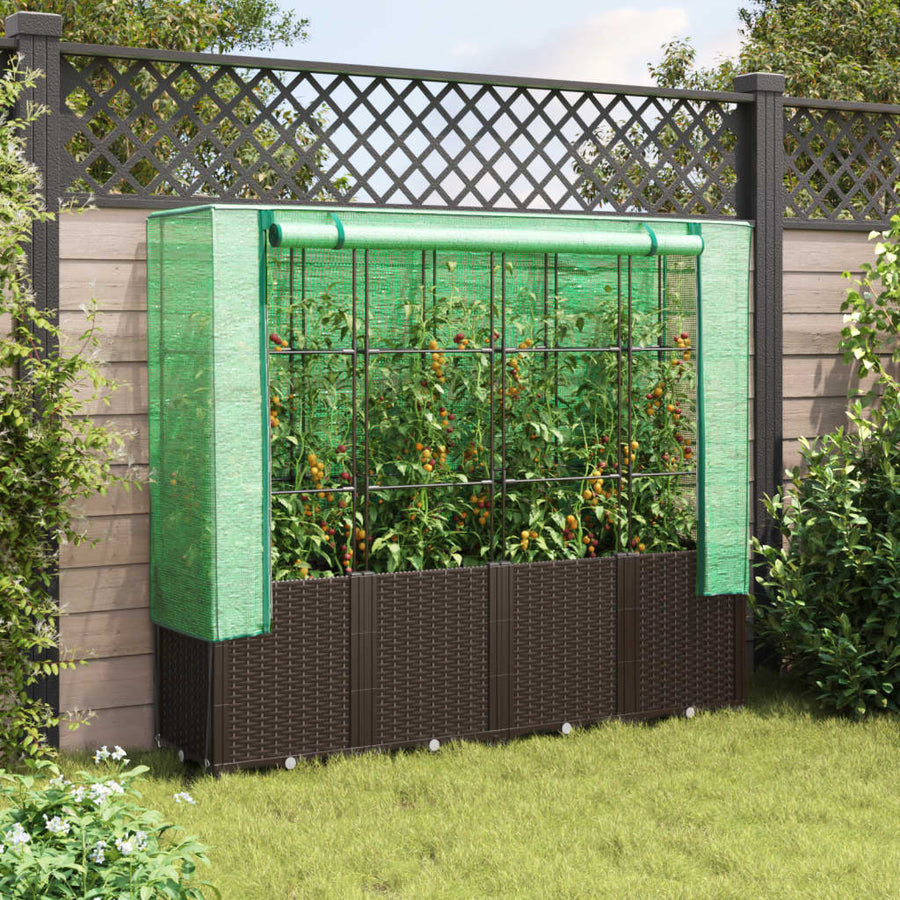 Plantenbak verhoogd met kashoes 160x40x153 cm rattanlook
