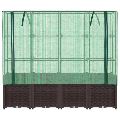 Plantenbak verhoogd met kashoes 160x40x153 cm rattanlook