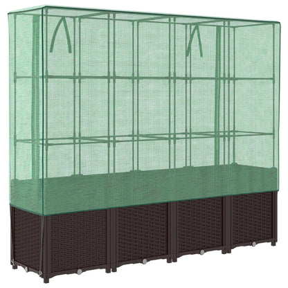 Plantenbak verhoogd met kashoes 160x40x153 cm rattanlook