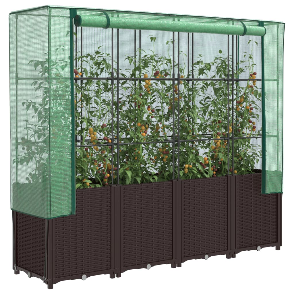 Plantenbak verhoogd met kashoes 160x40x153 cm rattanlook