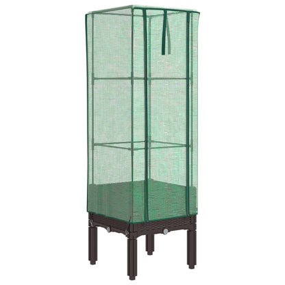 Plantenbak verhoogd met kashoes 40x40x140 cm rattanlook