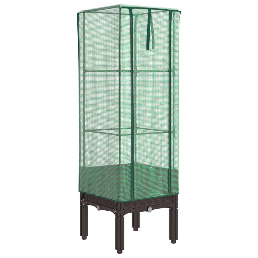 Plantenbak verhoogd met kashoes 40x40x140 cm rattanlook