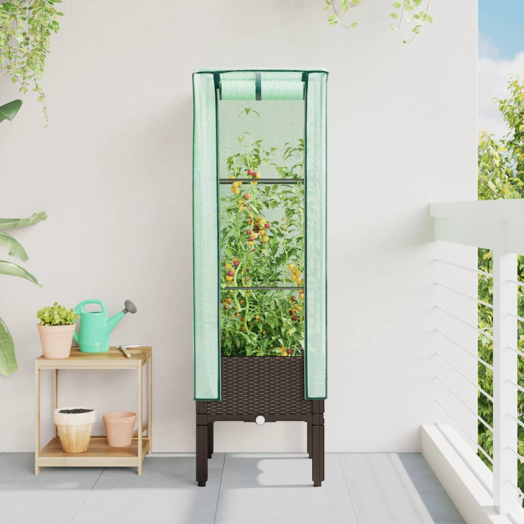 Plantenbak verhoogd met kashoes 40x40x140 cm rattanlook