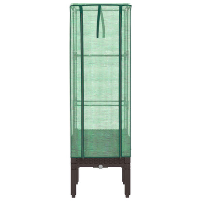 Plantenbak verhoogd met kashoes 40x40x140 cm rattanlook