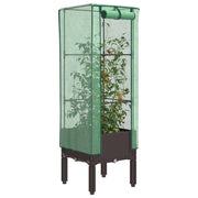 Plantenbak verhoogd 40x40x140 cm poly rattanlook met kas