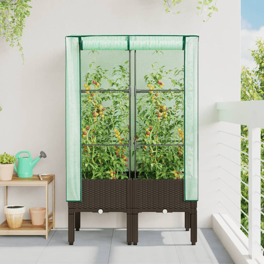 Plantenbak verhoogd met kashoes 80x40x140 cm rattanlook