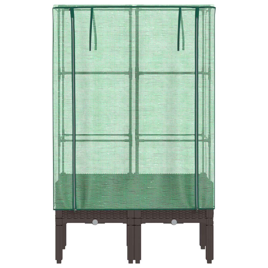 Plantenbak verhoogd met kashoes 80x40x140 cm rattanlook