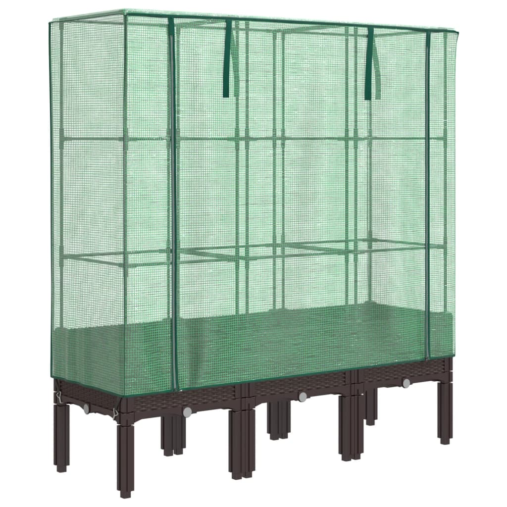 Plantenbak verhoogd met kashoes 120x40x140 cm rattanlook
