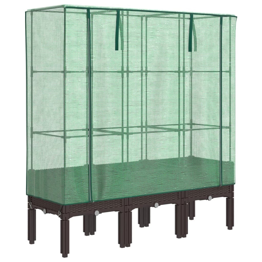Plantenbak verhoogd met kashoes 120x40x140 cm rattanlook