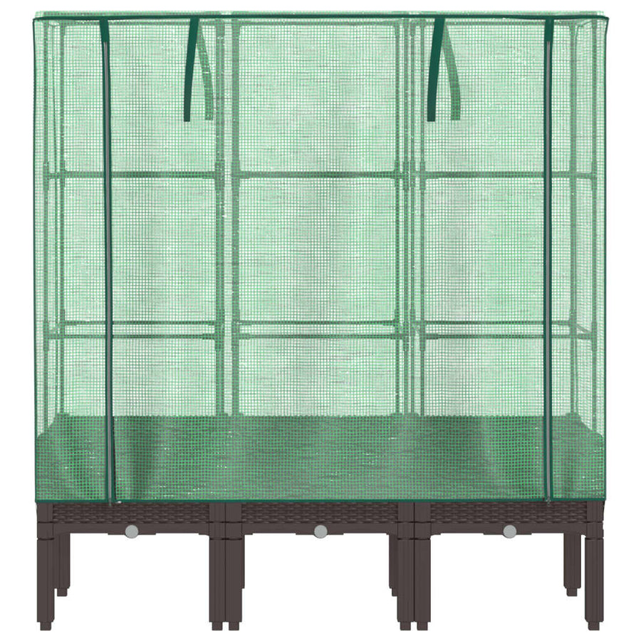 Plantenbak verhoogd met kashoes 120x40x140 cm rattanlook