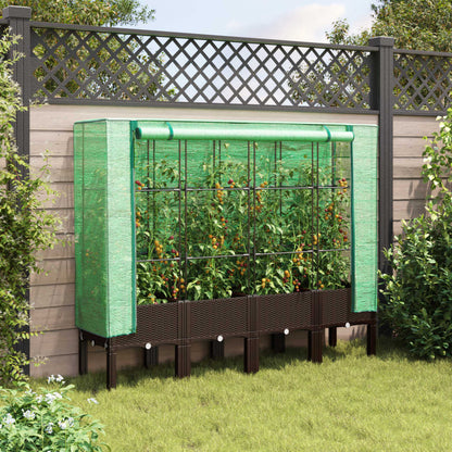Plantenbak verhoogd met kashoes 160x40x140 cm rattanlook