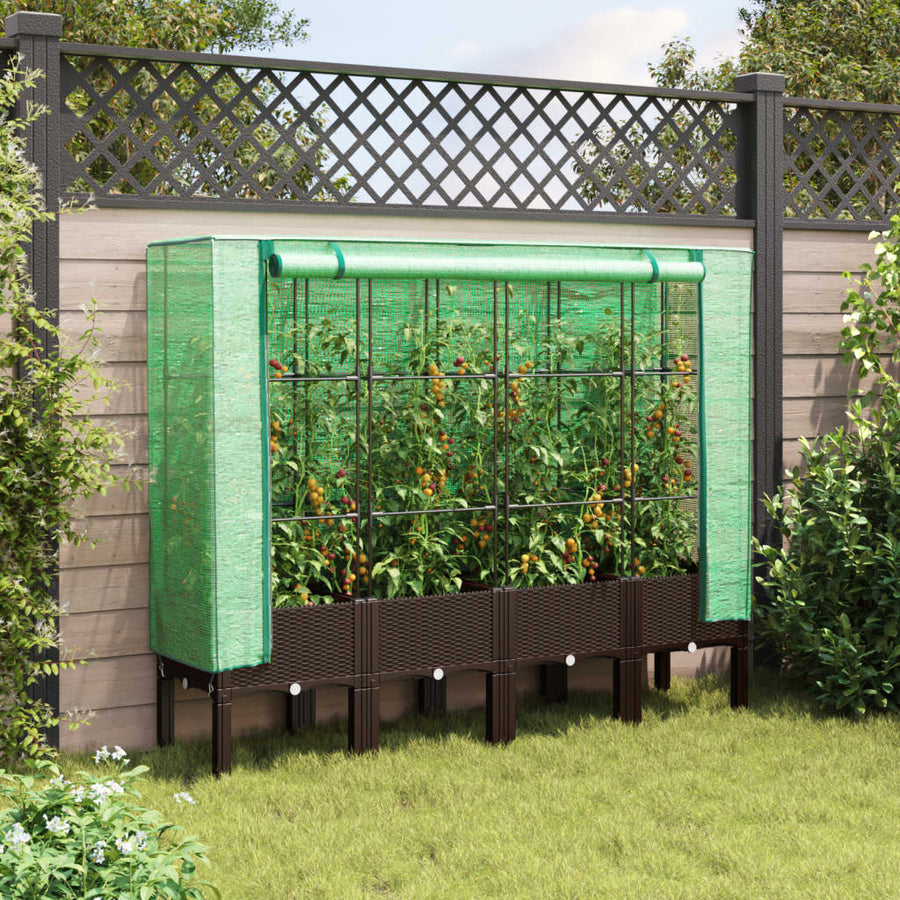 Plantenbak verhoogd met kashoes 160x40x140 cm rattanlook