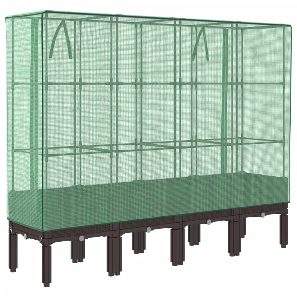 Plantenbak verhoogd met kashoes 160x40x140 cm rattanlook