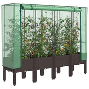Plantenbak verhoogd 160x40x140 cm poly rattanlook bruin