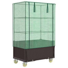 Plantenbak verhoogd met hoes en wielen 80x50x182 cm rattanlook