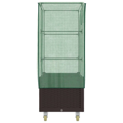 Plantenbak verhoogd met hoes en wielen 80x50x182 cm rattanlook