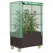 Plantenbak met hoes en wielen 80x50x182 cm poly rattanlook