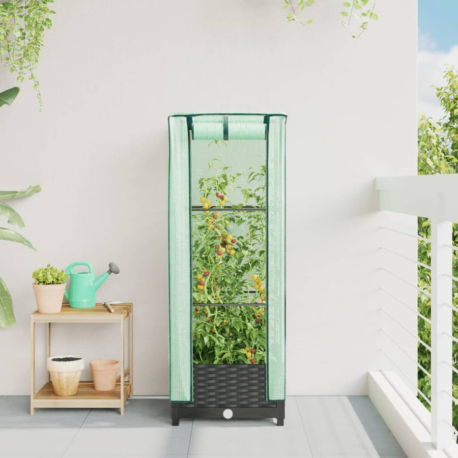 Plantenbak verhoogd met kashoes 40x40x123 cm rattanlook