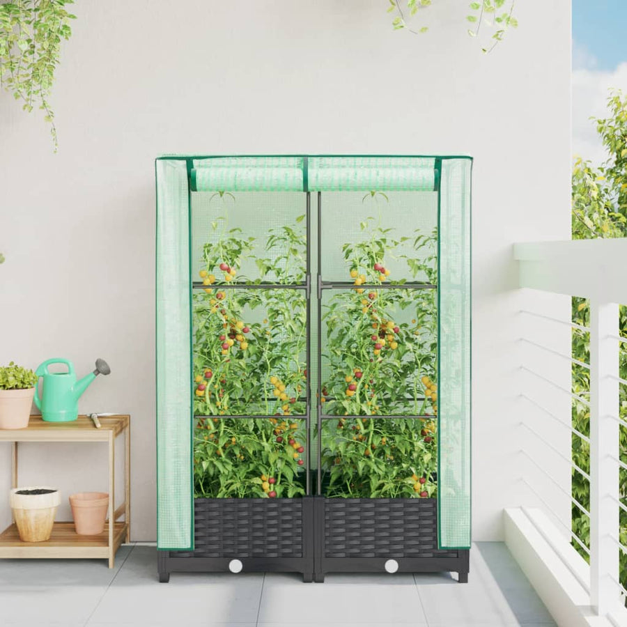 Plantenbak verhoogd met kashoes 80x40x123 cm rattanlook