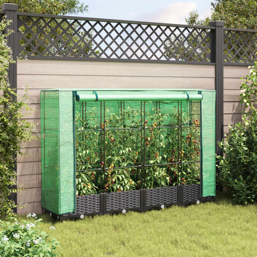 Plantenbak verhoogd met kashoes 160x40x123 cm rattanlook