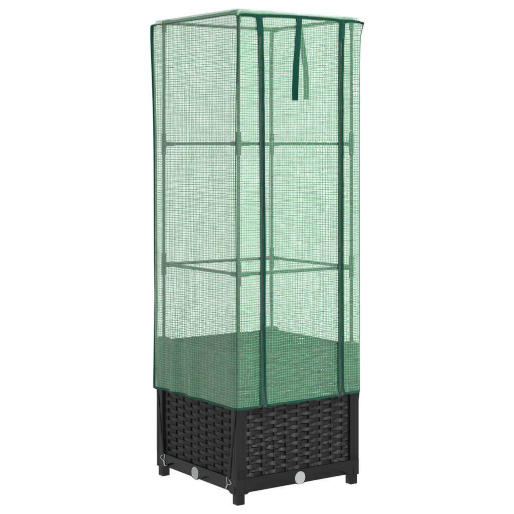Plantenbak verhoogd met kashoes 40x40x139 cm rattanlook