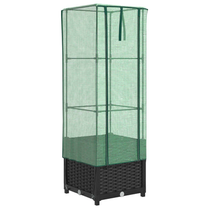 Plantenbak verhoogd met kashoes 40x40x139 cm rattanlook