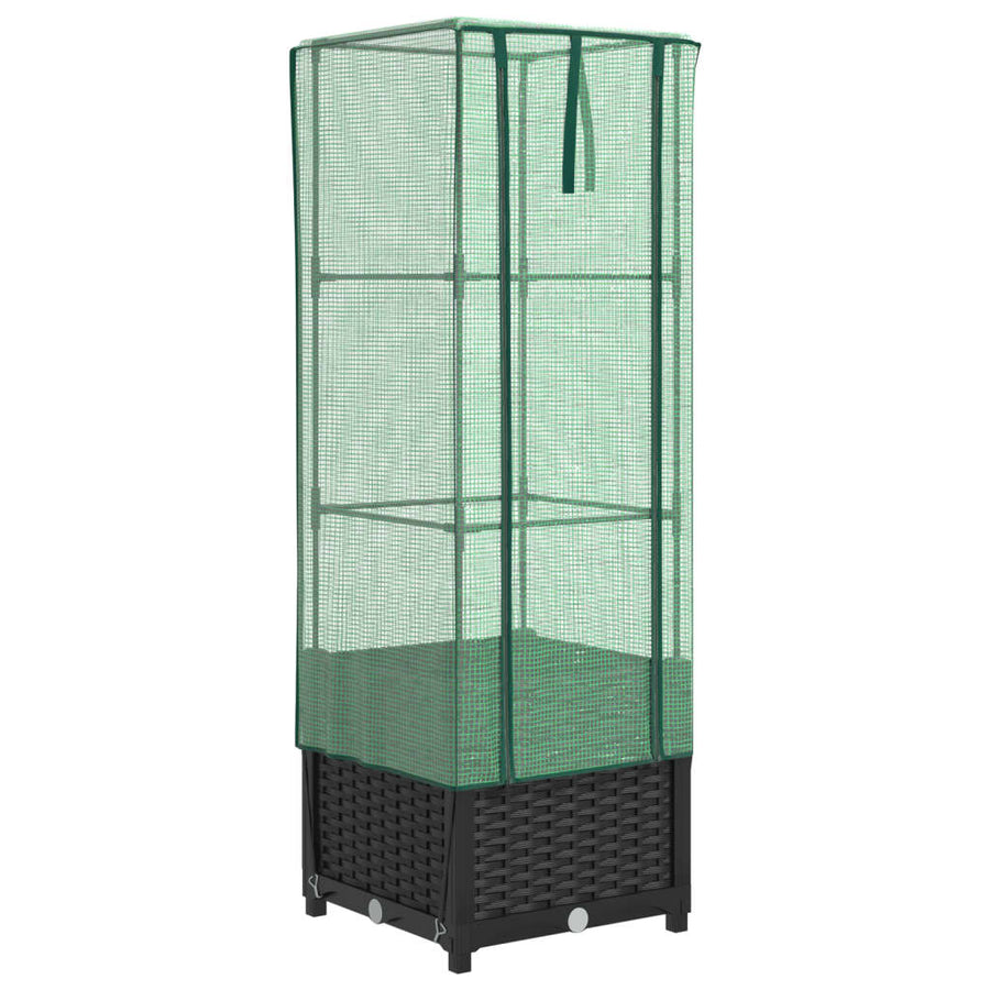 Plantenbak verhoogd met kashoes 40x40x139 cm rattanlook