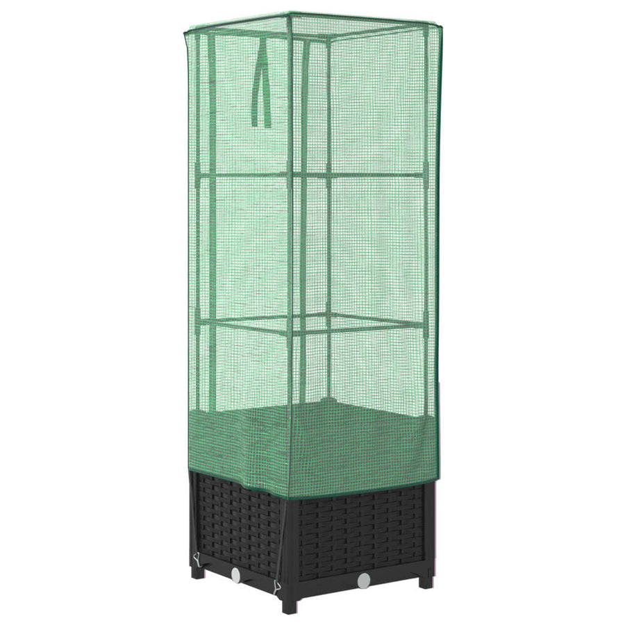 Plantenbak verhoogd met kashoes 40x40x139 cm rattanlook