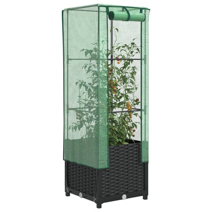 Plantenbak verhoogd met kashoes 40x40x139 cm rattanlook