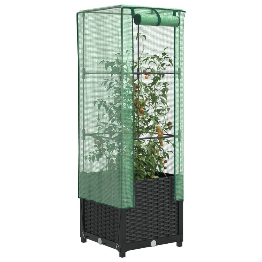 Plantenbak verhoogd met kashoes 40x40x139 cm rattanlook