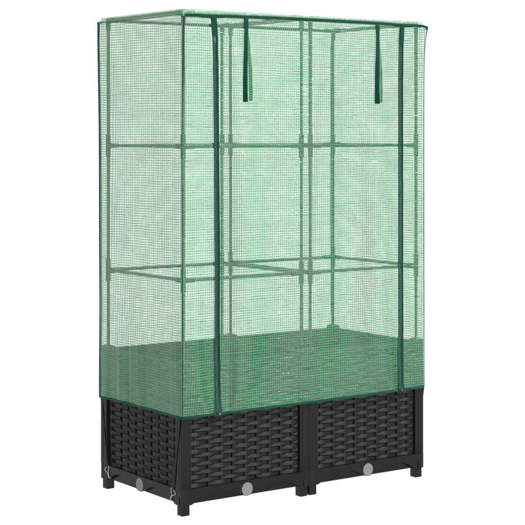 Plantenbak verhoogd met kashoes 80x40x138 cm rattanlook