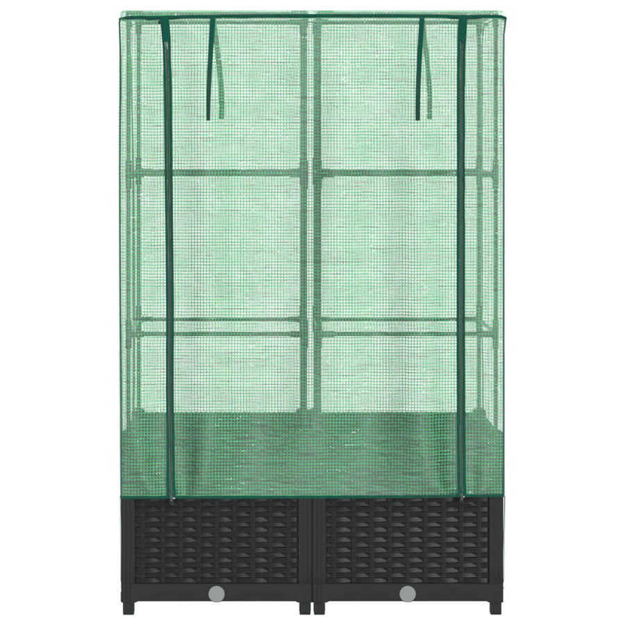 Plantenbak verhoogd met kashoes 80x40x138 cm rattanlook
