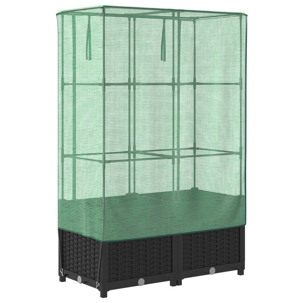 Plantenbak verhoogd met kashoes 80x40x138 cm rattanlook