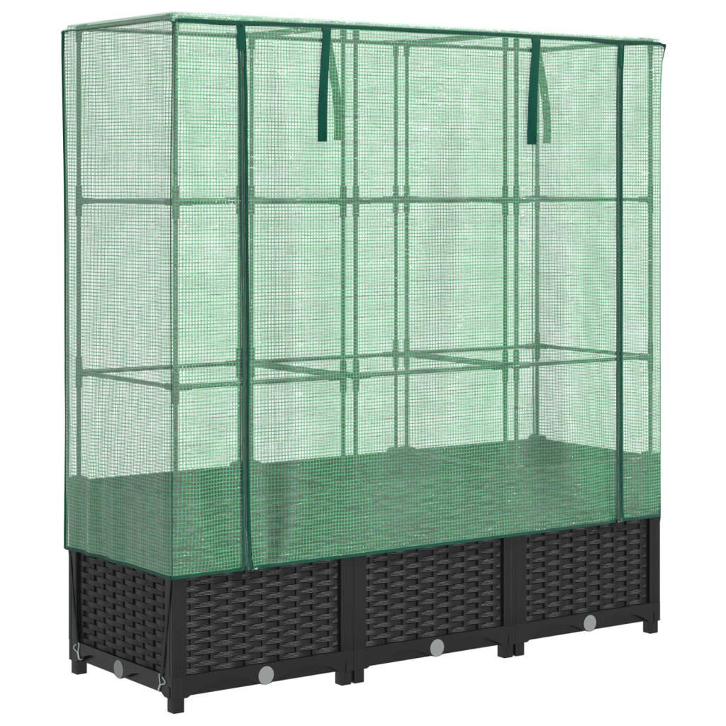 Plantenbak verhoogd met kashoes 120x40x138 cm rattanlook