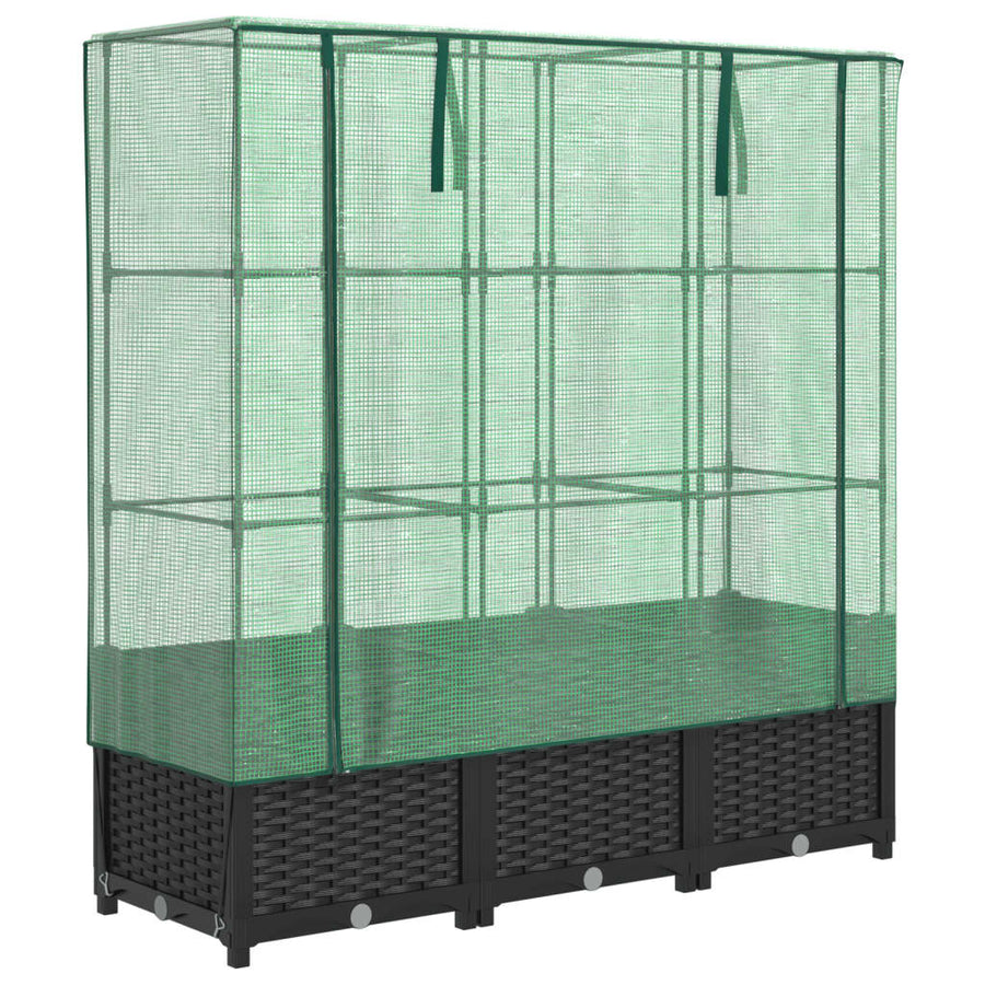 Plantenbak verhoogd met kashoes 120x40x138 cm rattanlook
