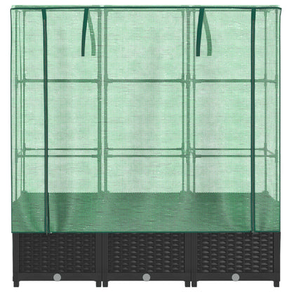 Plantenbak verhoogd met kashoes 120x40x138 cm rattanlook