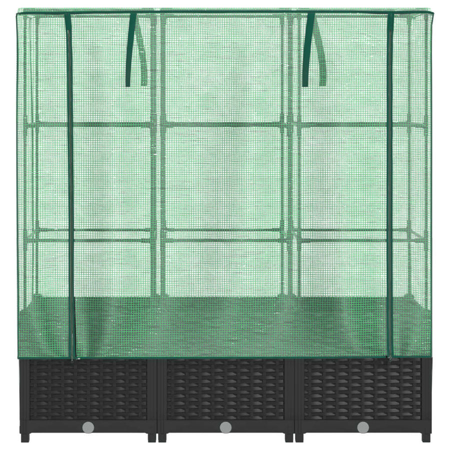 Plantenbak verhoogd met kashoes 120x40x138 cm rattanlook