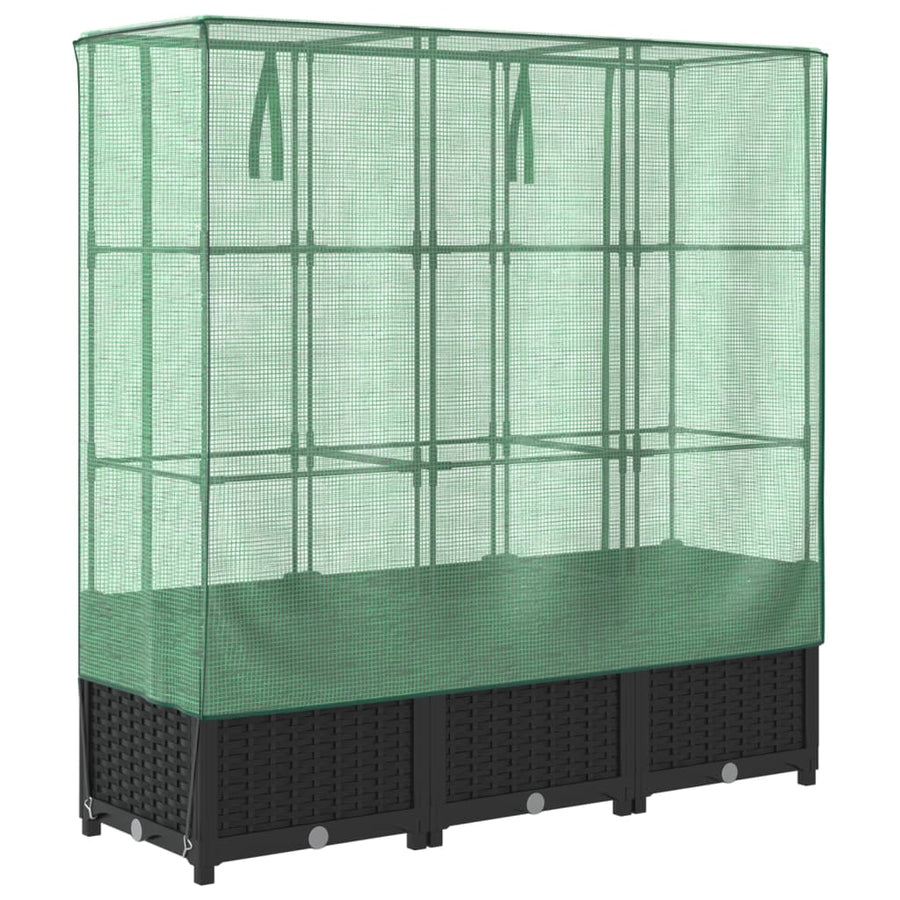 Plantenbak verhoogd met kashoes 120x40x138 cm rattanlook
