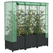Plantenbak verhoogd 120x40x138 cm poly rattanlook zwart