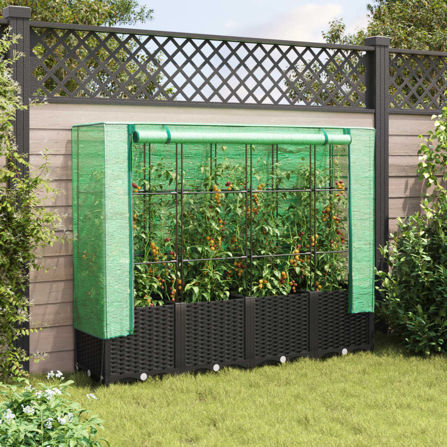 Plantenbak verhoogd met kashoes 160x40x138 cm rattanlook