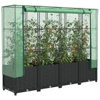 Plantenbak met kas 160x40x138 cm rotanlook zwart