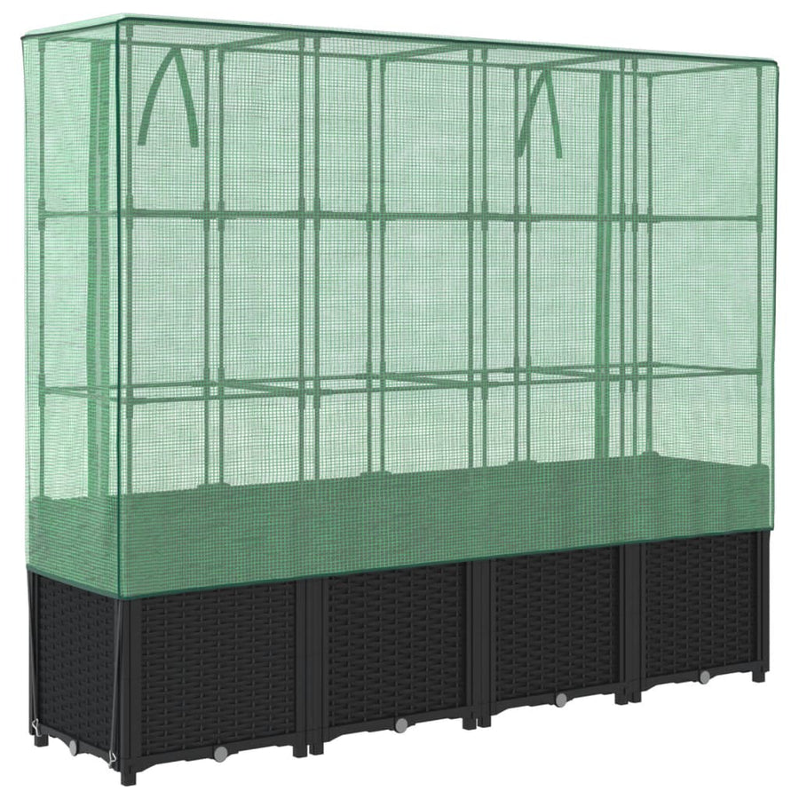 Plantenbak verhoogd met kashoes 160x40x153 cm rattanlook