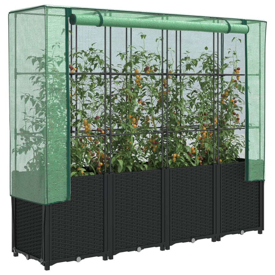Plantenbak verhoogd met kashoes 160x40x153 cm rattanlook