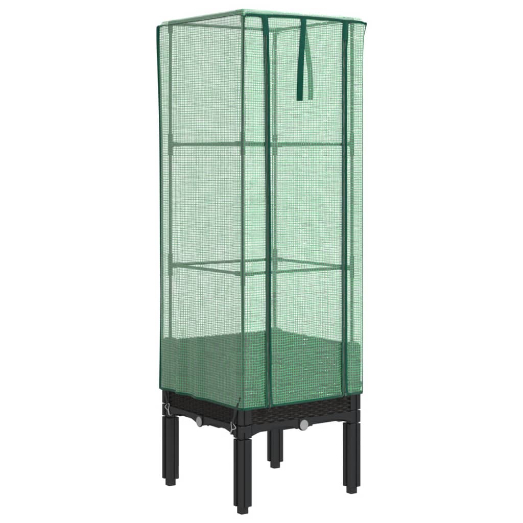 Plantenbak verhoogd met kashoes 40x40x140 cm rattanlook