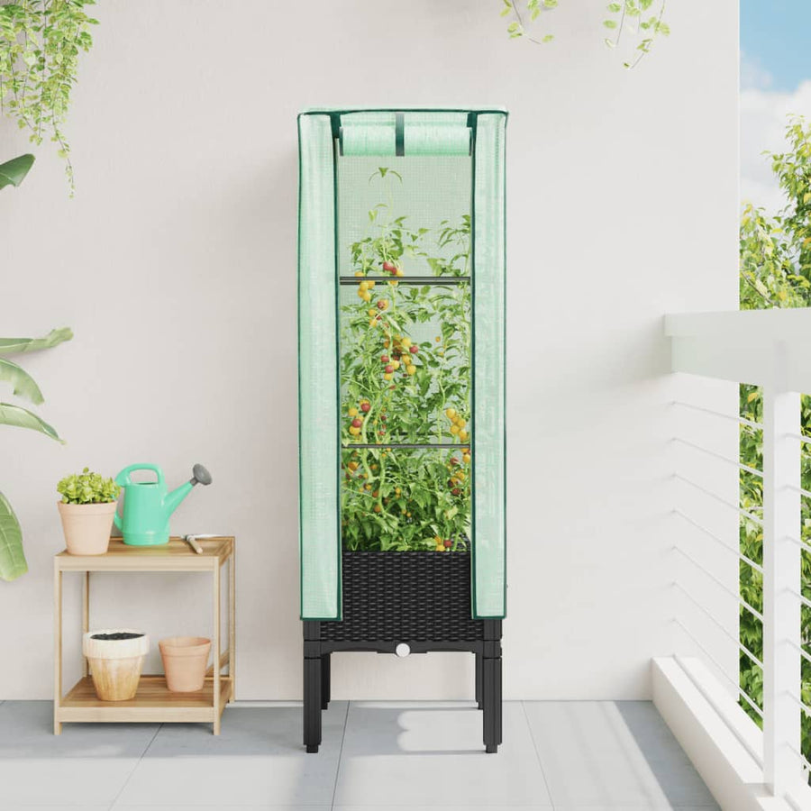 Plantenbak verhoogd met kashoes 40x40x140 cm rattanlook