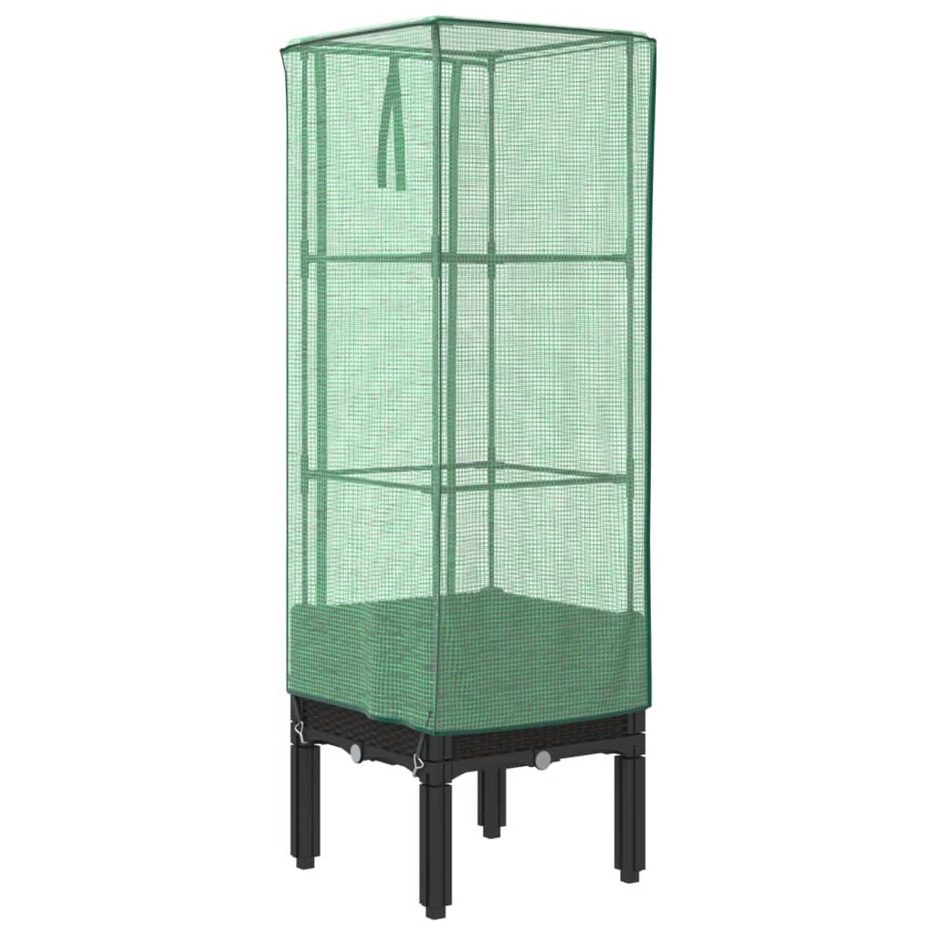 Plantenbak verhoogd met kashoes 40x40x140 cm rattanlook