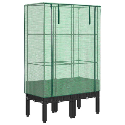 Plantenbak verhoogd met kashoes 80x40x140 cm rattanlook