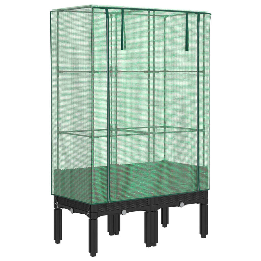 Plantenbak verhoogd met kashoes 80x40x140 cm rattanlook